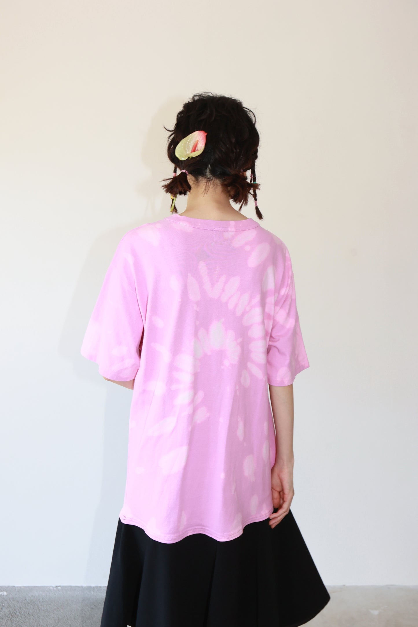 POTTOxUDW UP-CYCLED TIE-DYE COMBINED ONE-PIECE DRESS, PINK