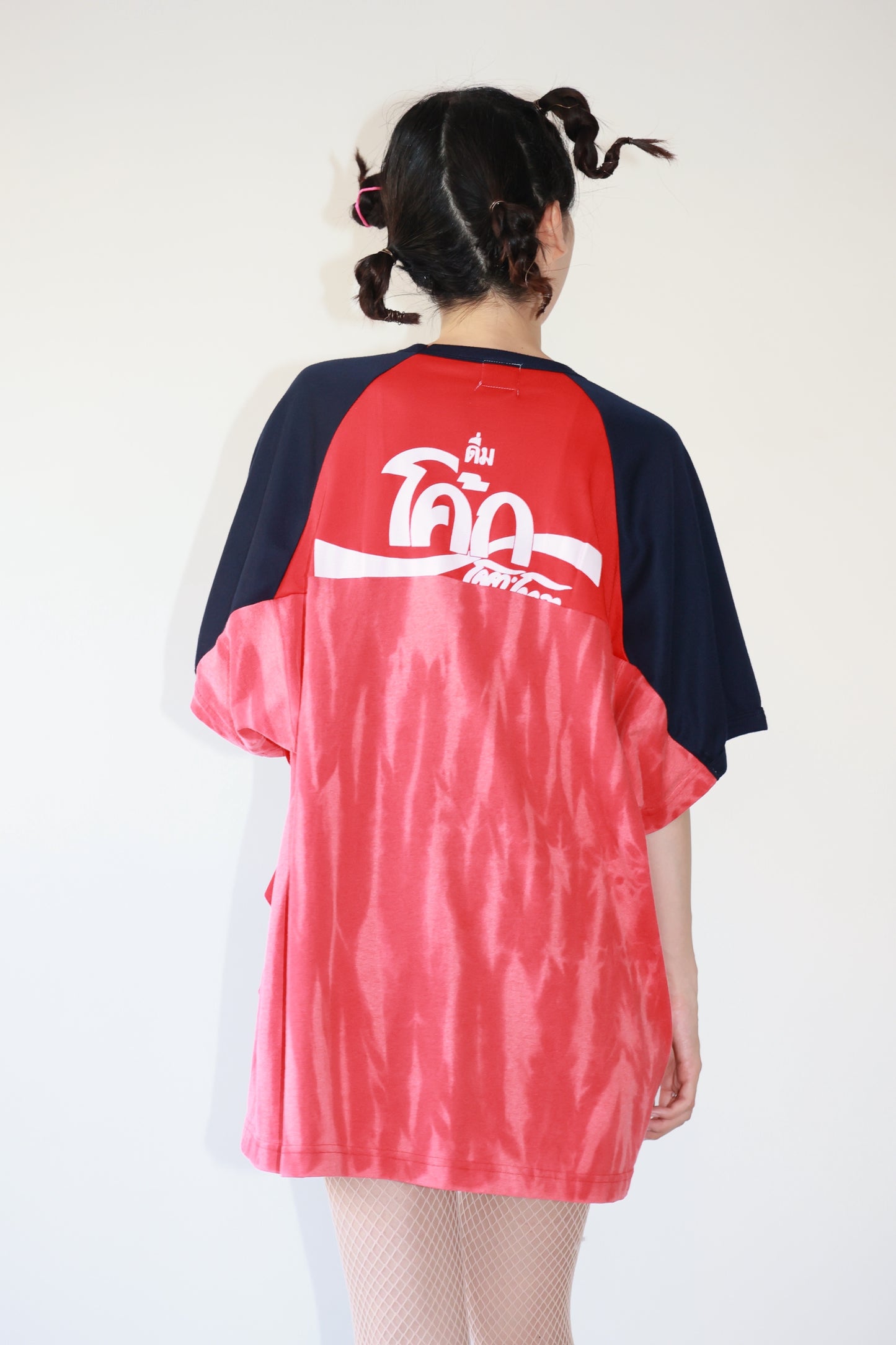 POTTOxUDW UP-CYCLED TIE-DYED T-SHIRTS, RAGLAN RED