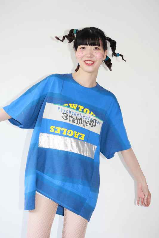 POTTOxUDW UP-CYCLED ITAJIME-SHIBORI-DYED T-SHIRTS, BLUE