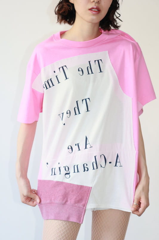 POTTOxUDW UP-CYCLED PIERCED T-SHIRTS, PINK